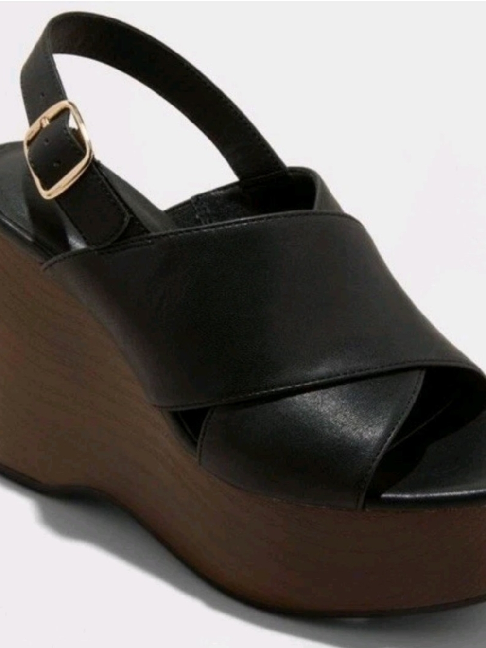 Universal Thread Womens Black Crisscross Platform Wedge Sandals Memory Foam 7.5